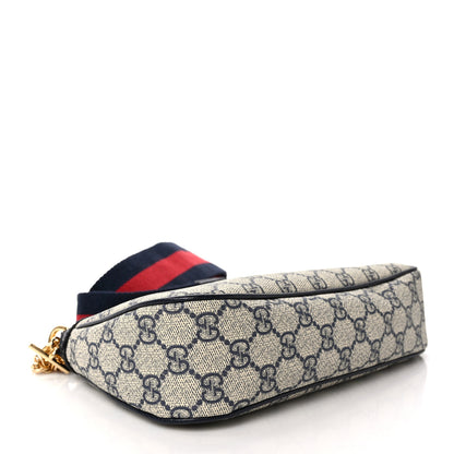 Gucci GG Supreme Monogram Textured Dollar Calfskin Web Small Ophidia GG Handbag Beige Blue 4 of 9