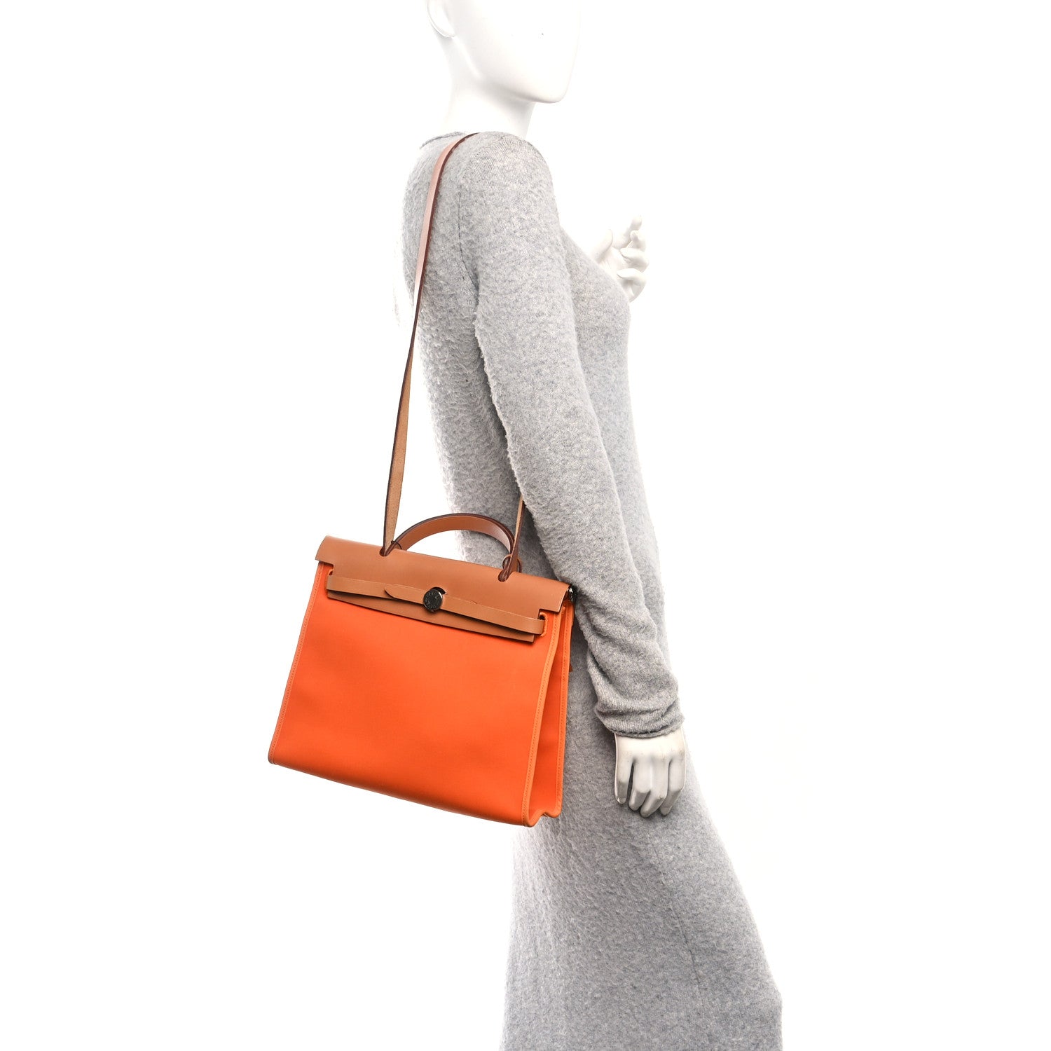 Hermes Vache Hunter Toile Herbag Zip 31 PM Orange 2 of 11