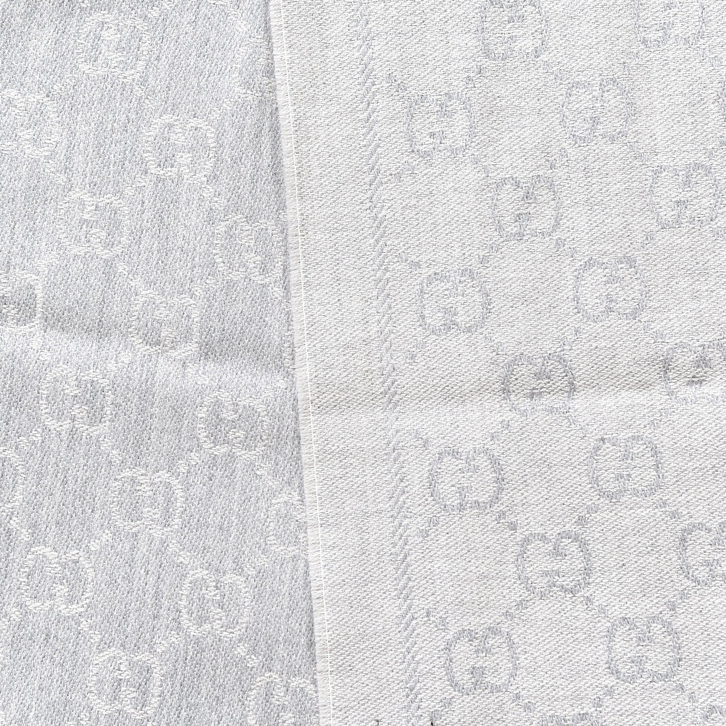 Wool Jacquard Monogram Fringe Scarf Grey