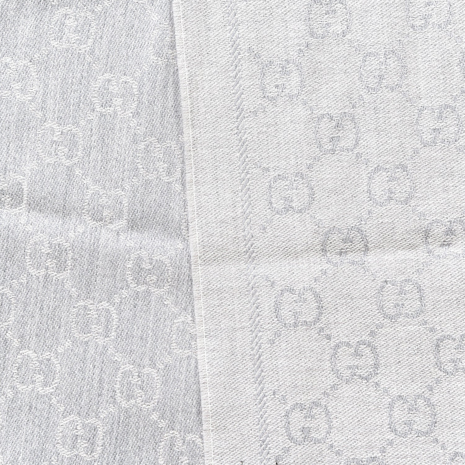 Gucci Wool Jacquard Monogram Fringe Scarf Grey 3 of 4