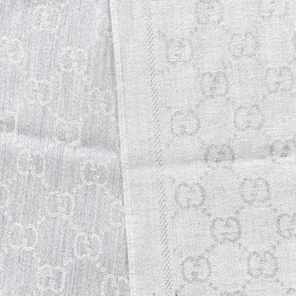 Gucci Wool Jacquard Monogram Fringe Scarf Grey 3 of 4