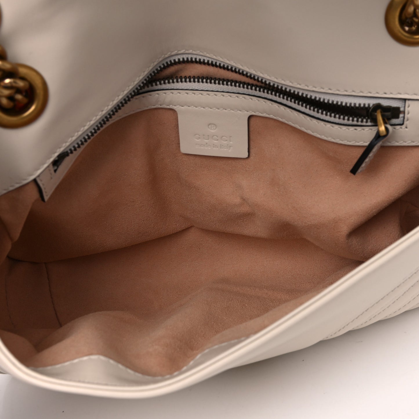 Calfskin Matelasse Small GG Marmont Shoulder Bag White