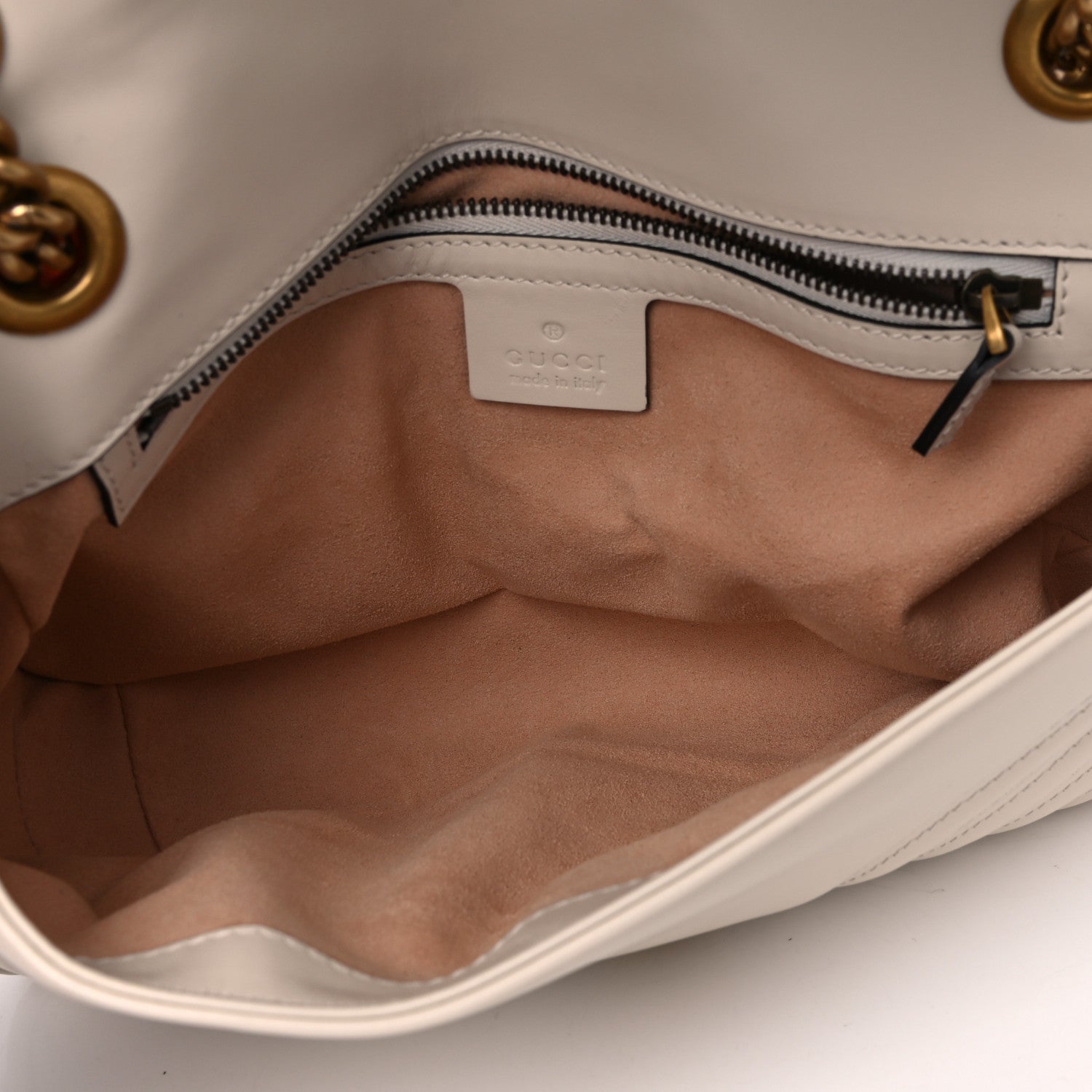 Gucci Calfskin Matelasse Small GG Marmont Shoulder Bag White 4 of 4