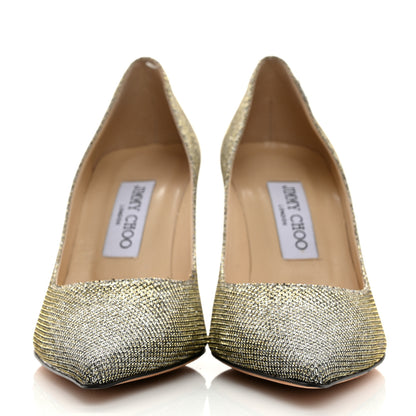Jimmy Choo Lame Glitter Pointy Toe Romy 100 Pumps 36.5 Light Bronze 2 of 10