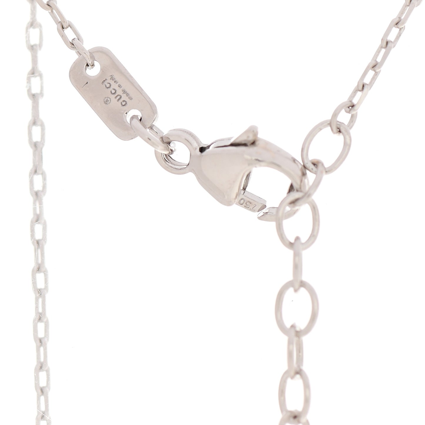 18K White Gold Diamond Running GG Pendant Necklace