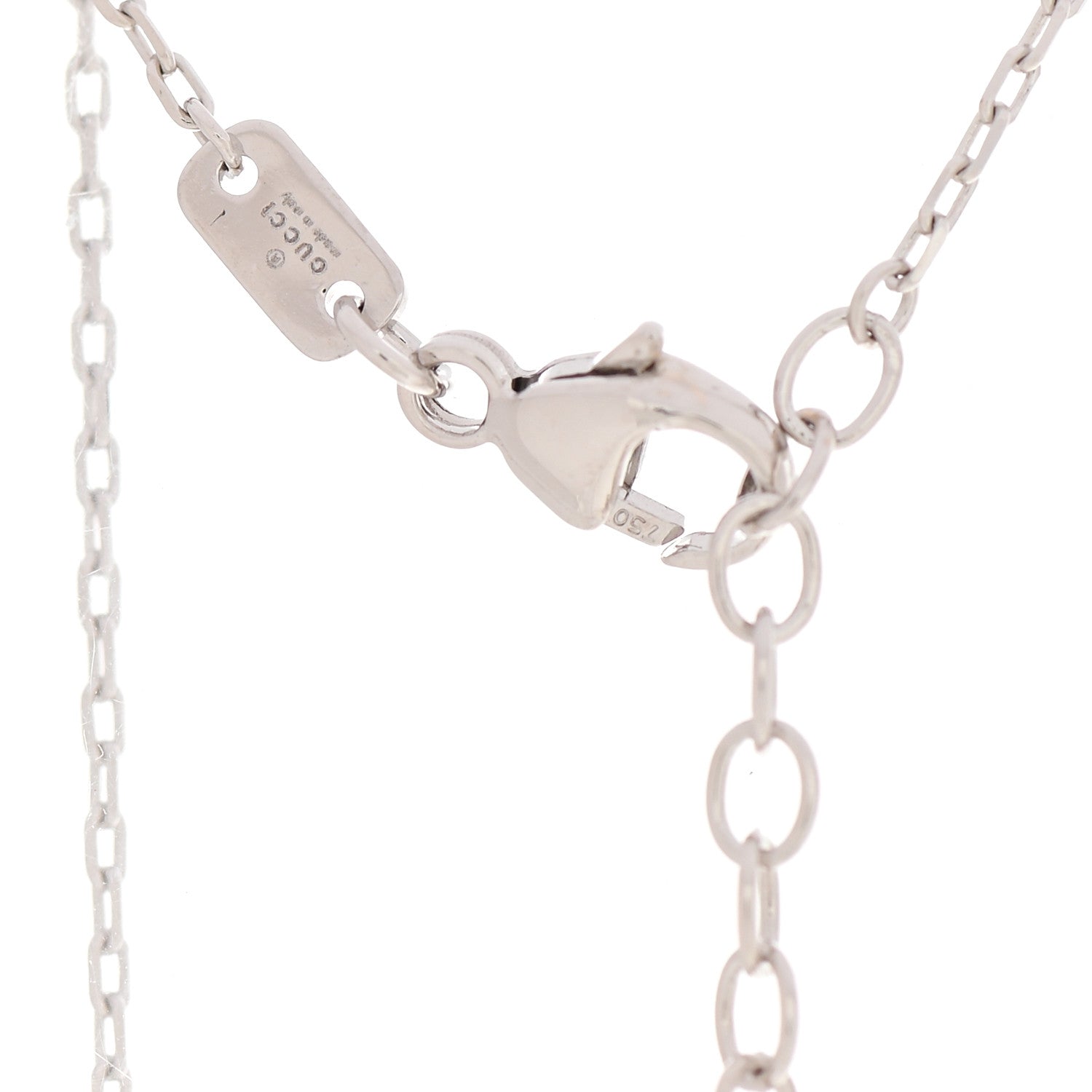 Gucci 18K White Gold Diamond Running GG Pendant Necklace 5 of 5