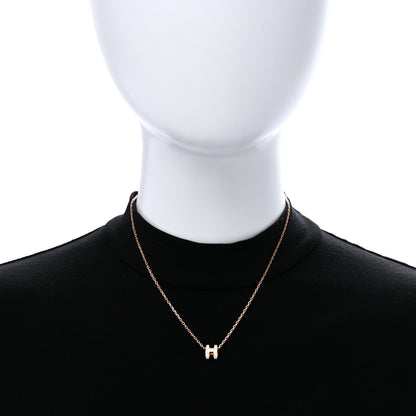Hermes Lacquered Rose Gold Mini Pop H Pendant Necklace White 5 of 14