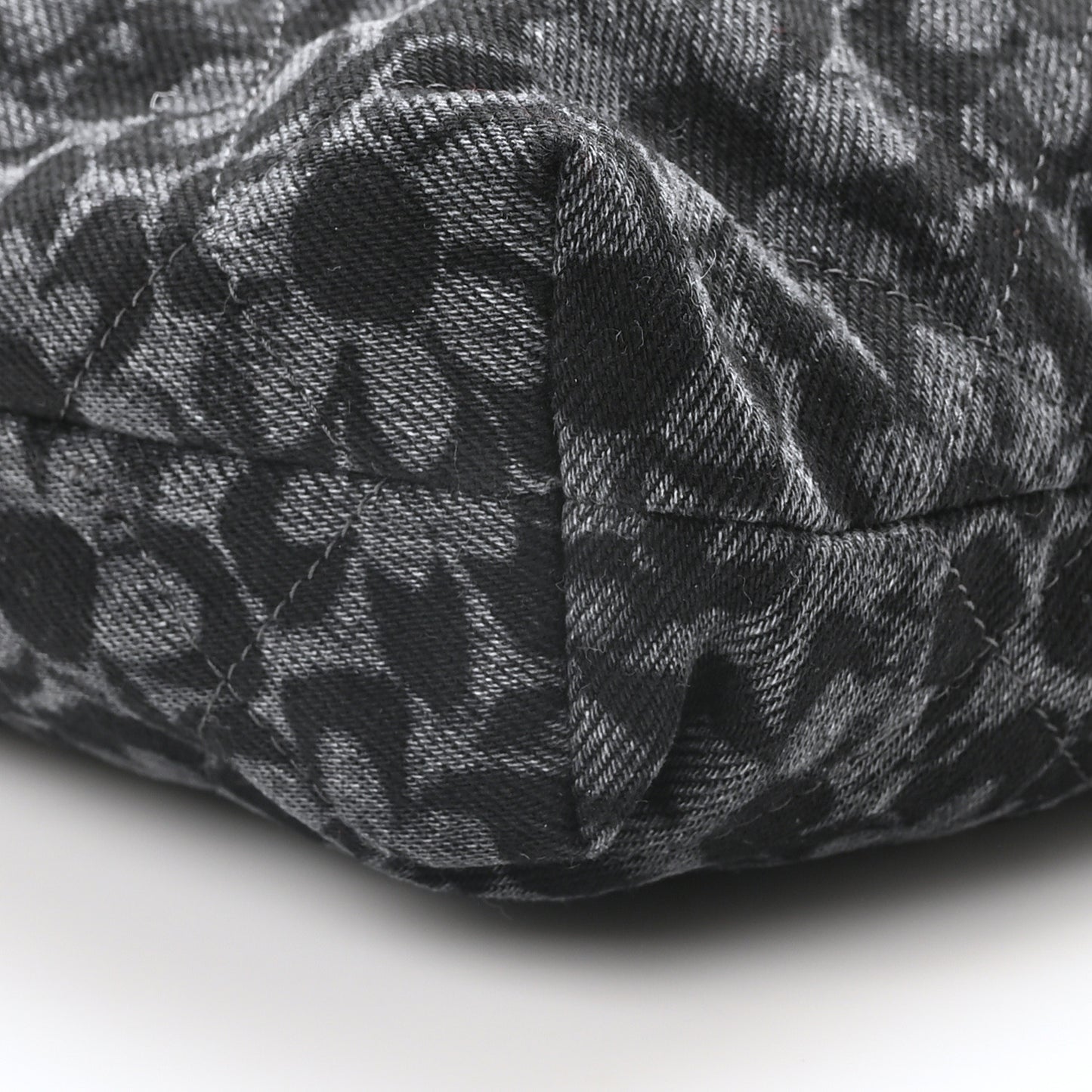 Denim Quilted Floral Print Mini Chanel 22 Black Grey