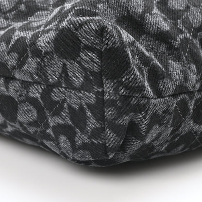 Chanel Denim Quilted Floral Print Mini Chanel 22 Black Grey 10 of 10