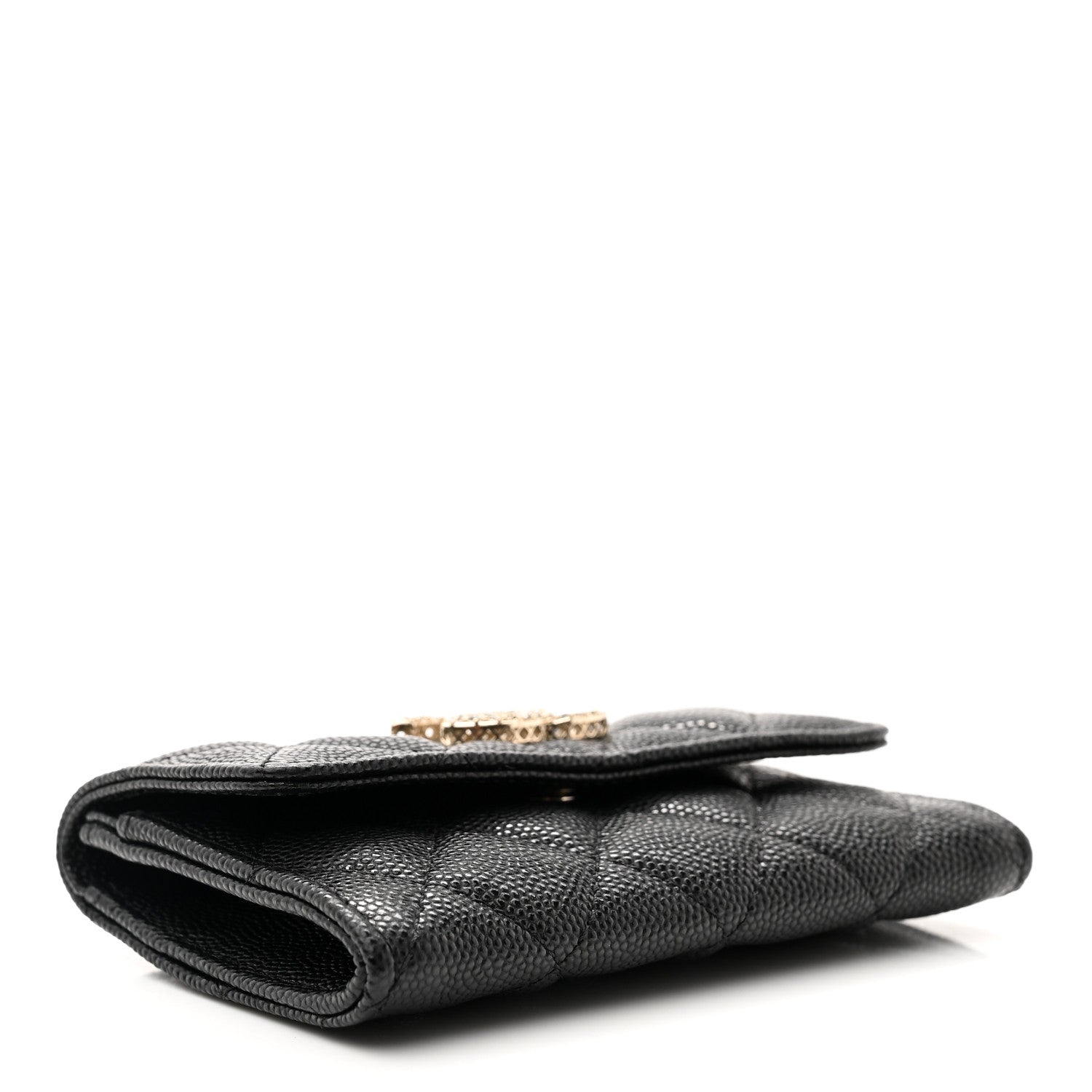 Chanel Shiny Caviar Quilted Strass CC Flap Card Holder Black 4 of 9