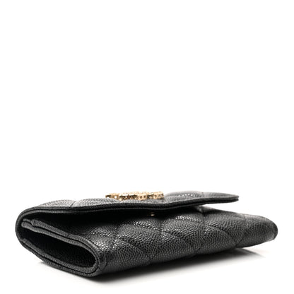 Chanel Shiny Caviar Quilted Strass CC Flap Card Holder Black 4 of 9