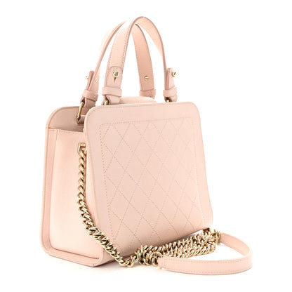 Chanel Grained Calfskin Stitched Small Label Click Shopper Tote Light Beige 3 of 11