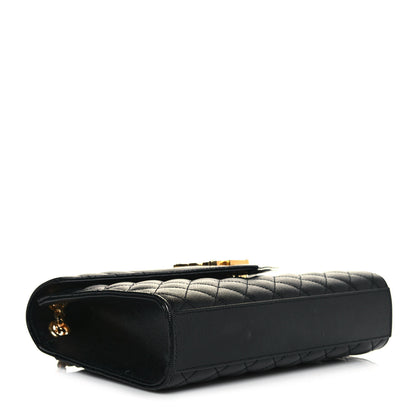 Saint Laurent Grain De Poudre Textured Mixed Matelasse Triquilt Medium Monogram Satchel Black 4 of 13