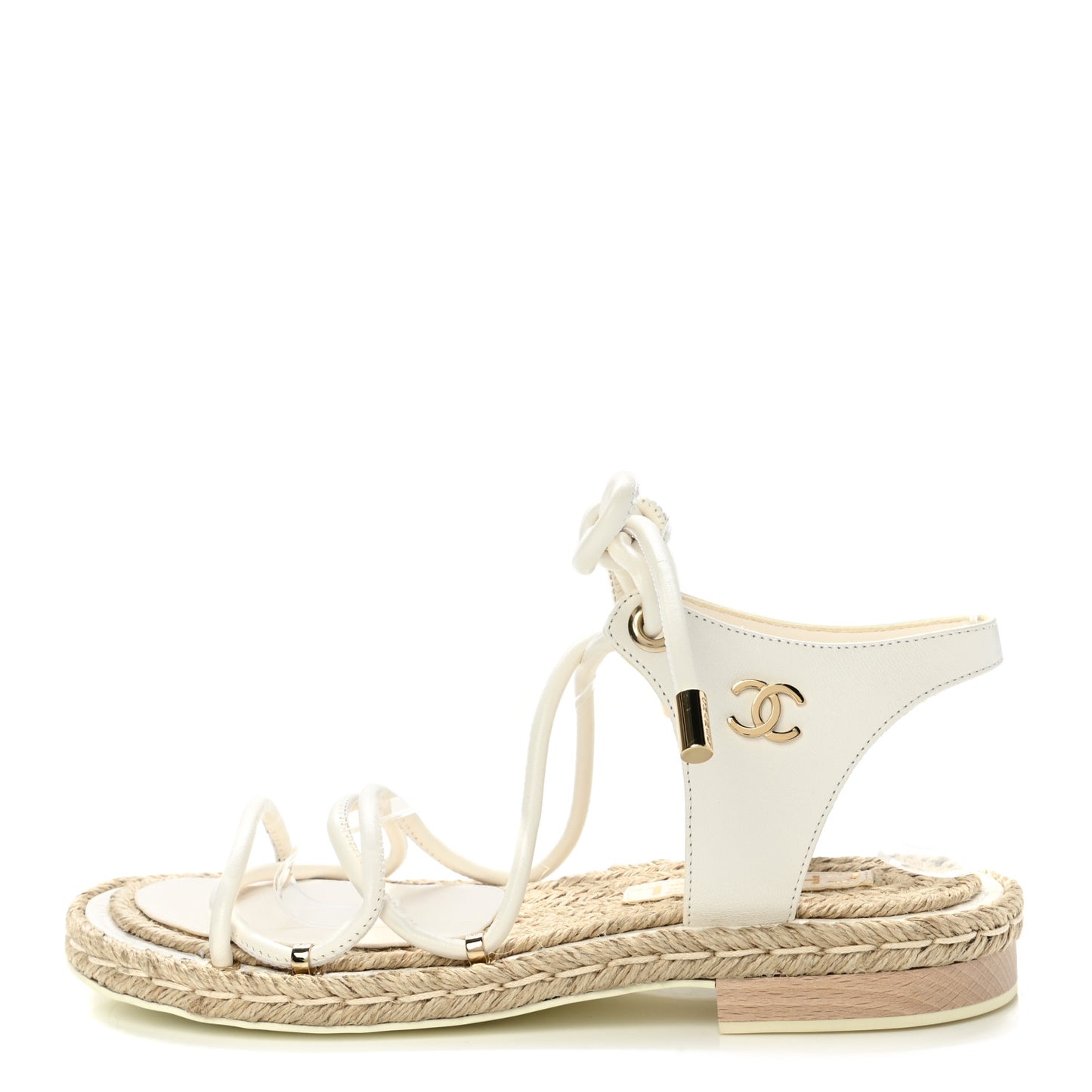 Lambskin Espadrille Sandals 36 White
