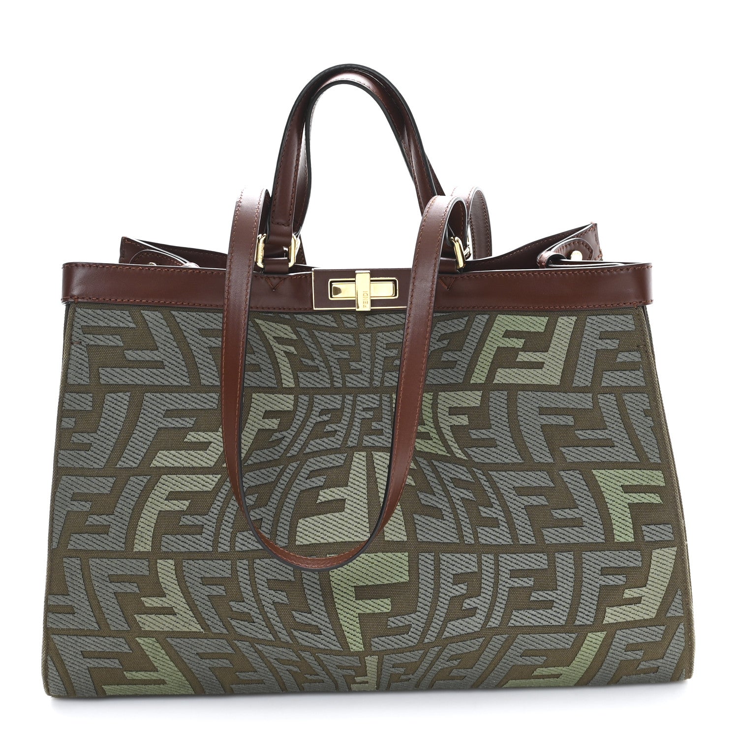 Fendi X SARAH COLEMAN Canvas FF Fish Eye Embroidered Medium Peekaboo X-Tote Amazzonia Ghianda 1 of 11