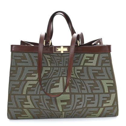 Fendi X SARAH COLEMAN Canvas FF Fish Eye Embroidered Medium Peekaboo X-Tote Amazzonia Ghianda 1 of 11