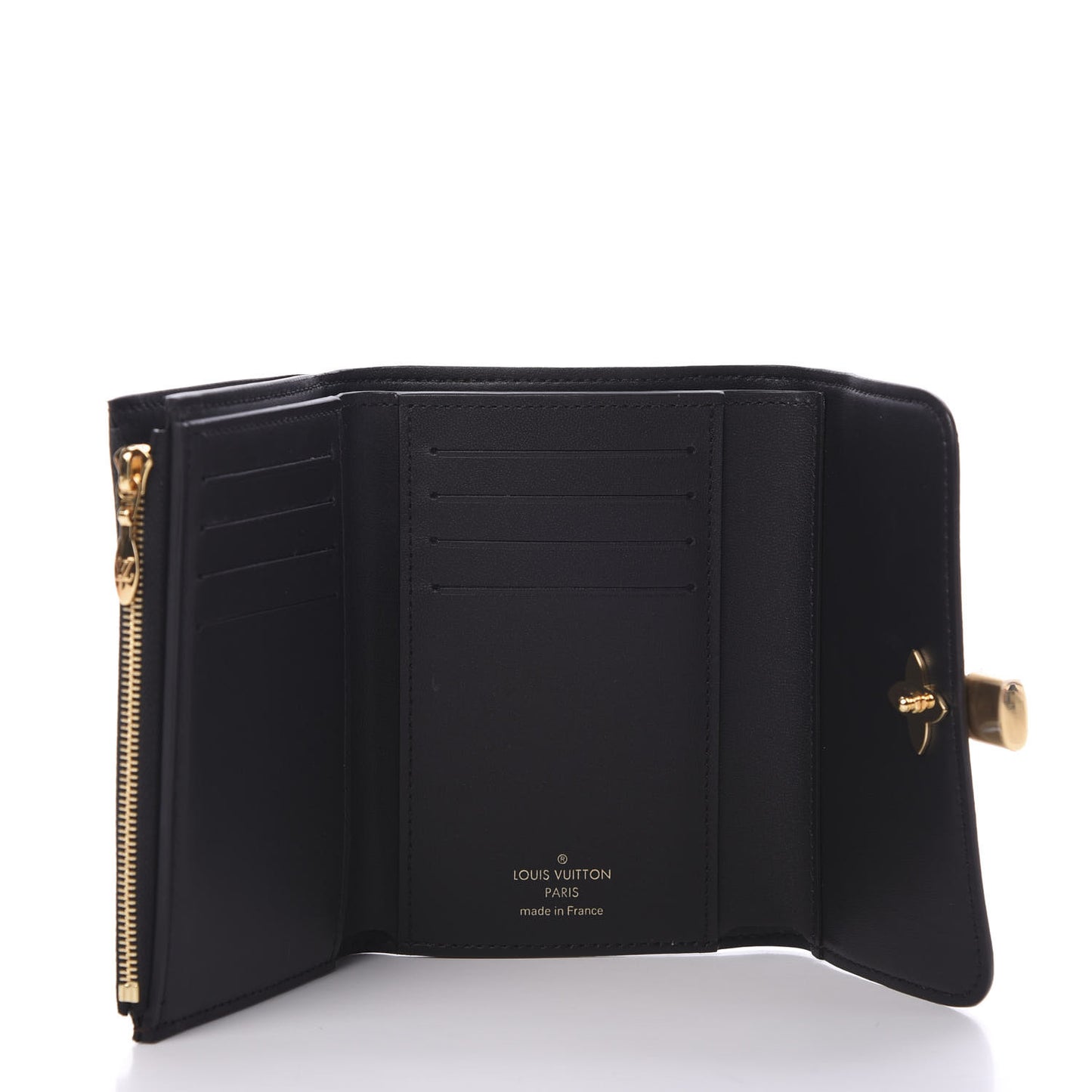 Monogram Flower Lock Compact Wallet Black
