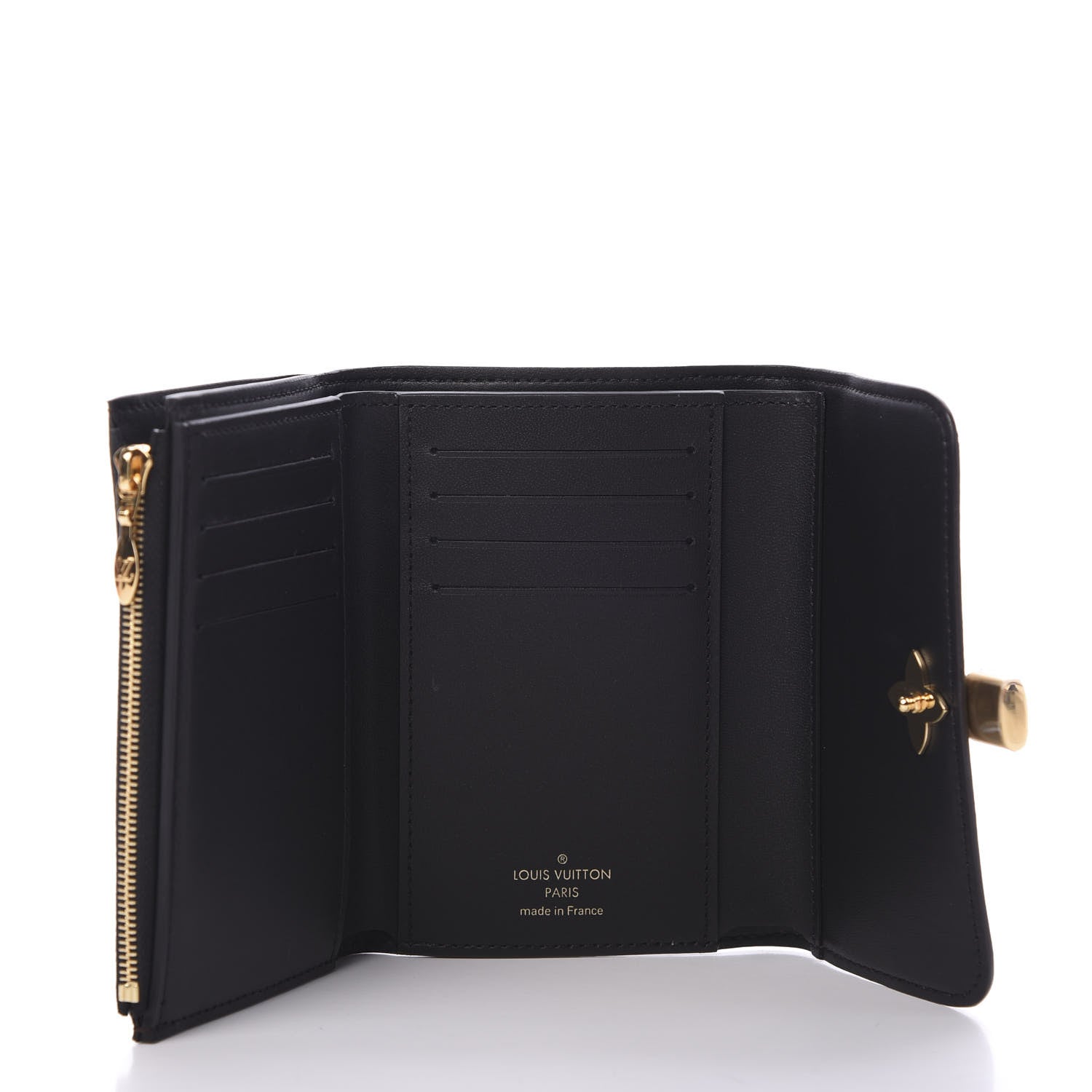 Louis Vuitton Monogram Flower Lock Compact Wallet Black 4 of 6