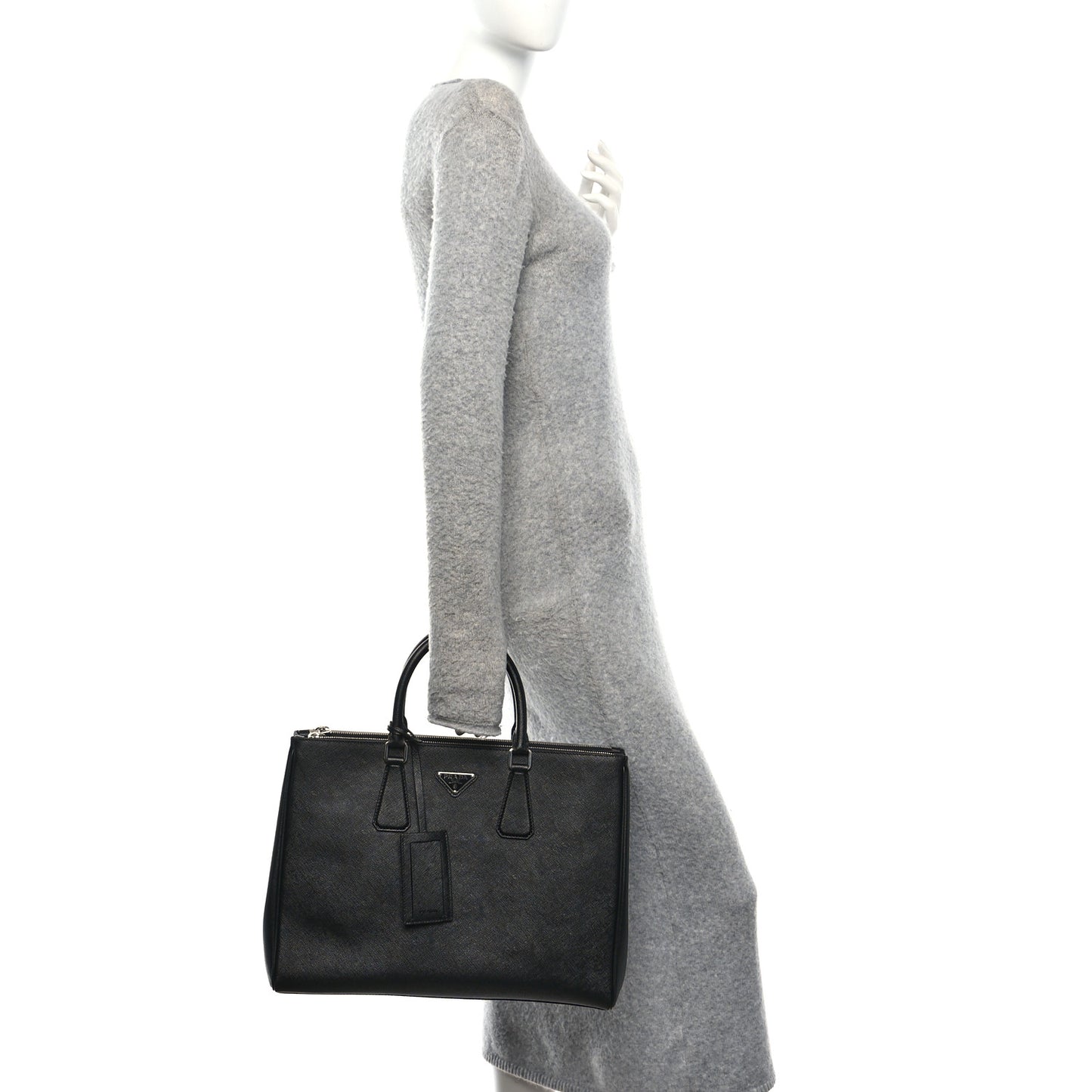 Saffiano Travel Extra Large Galleria Double Zip Tote Black