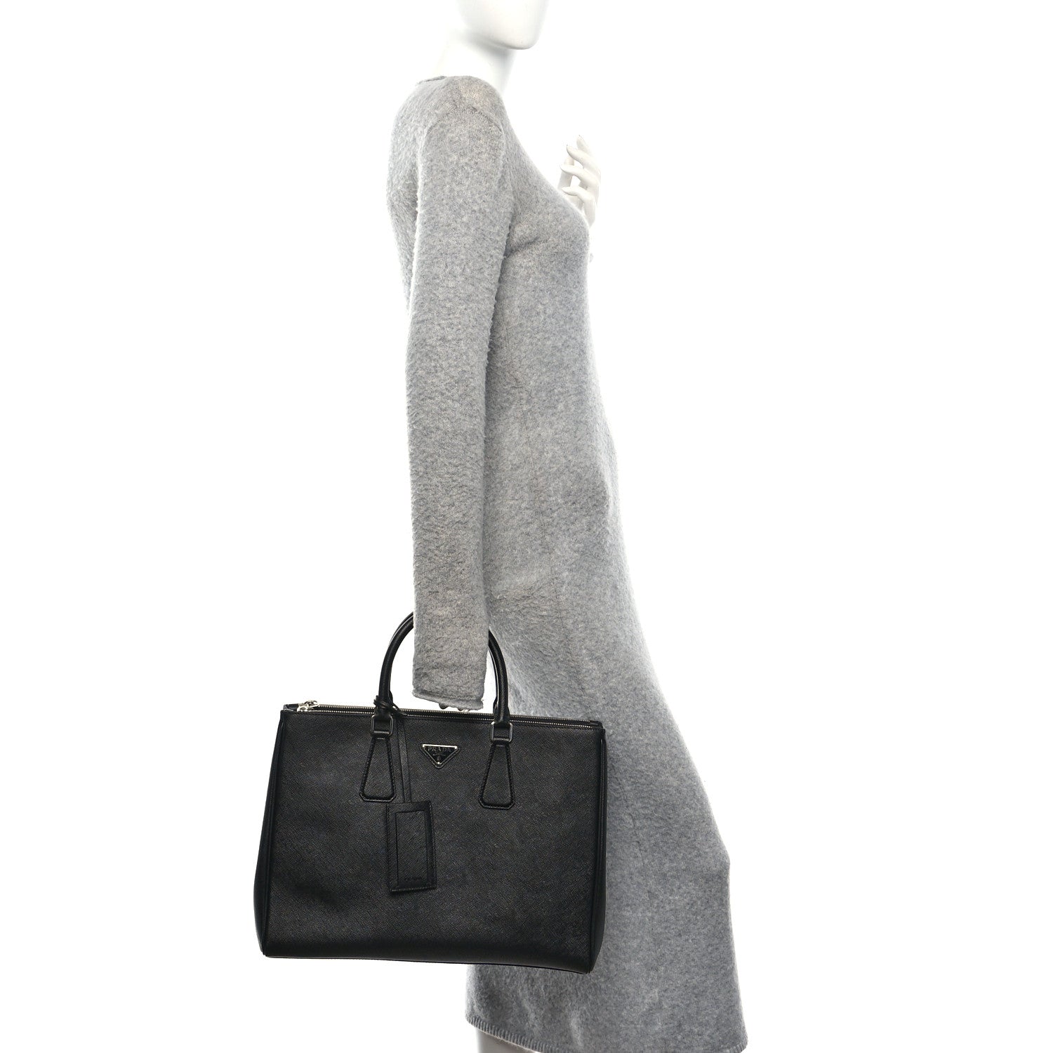 Prada Saffiano Travel Extra Large Galleria Double Zip Tote Black 2 of 9