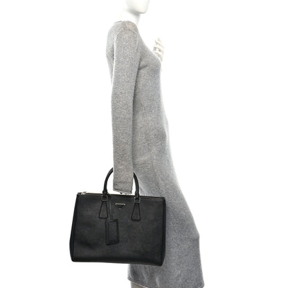 Prada Saffiano Travel Extra Large Galleria Double Zip Tote Black 2 of 9