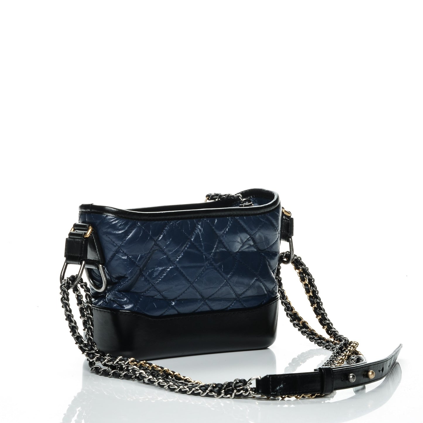 Aged Calfskin Quilted Small Gabrielle Hobo Blue Black