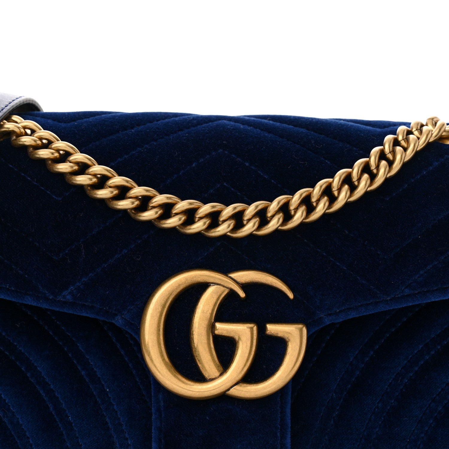 Gucci Velvet Matelasse Small GG Marmont Shoulder Bag Cobalt Blue 8 of 10