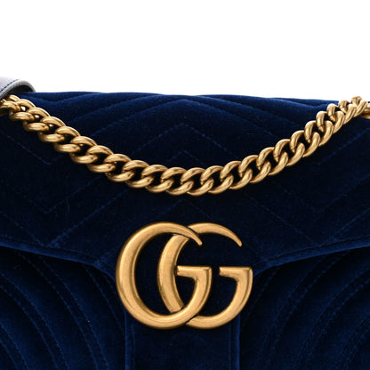 Gucci Velvet Matelasse Small GG Marmont Shoulder Bag Cobalt Blue 8 of 10