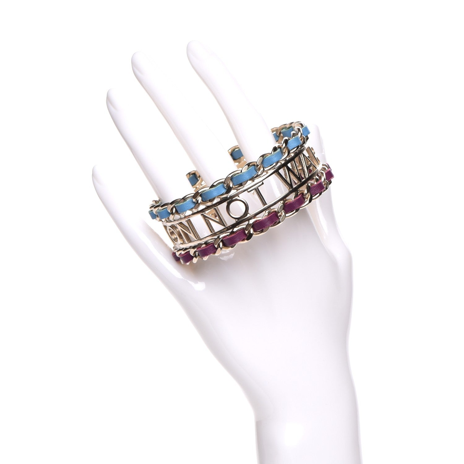 Chanel Lambskin Chain Bangle Blue Purple Gold 2 of 5