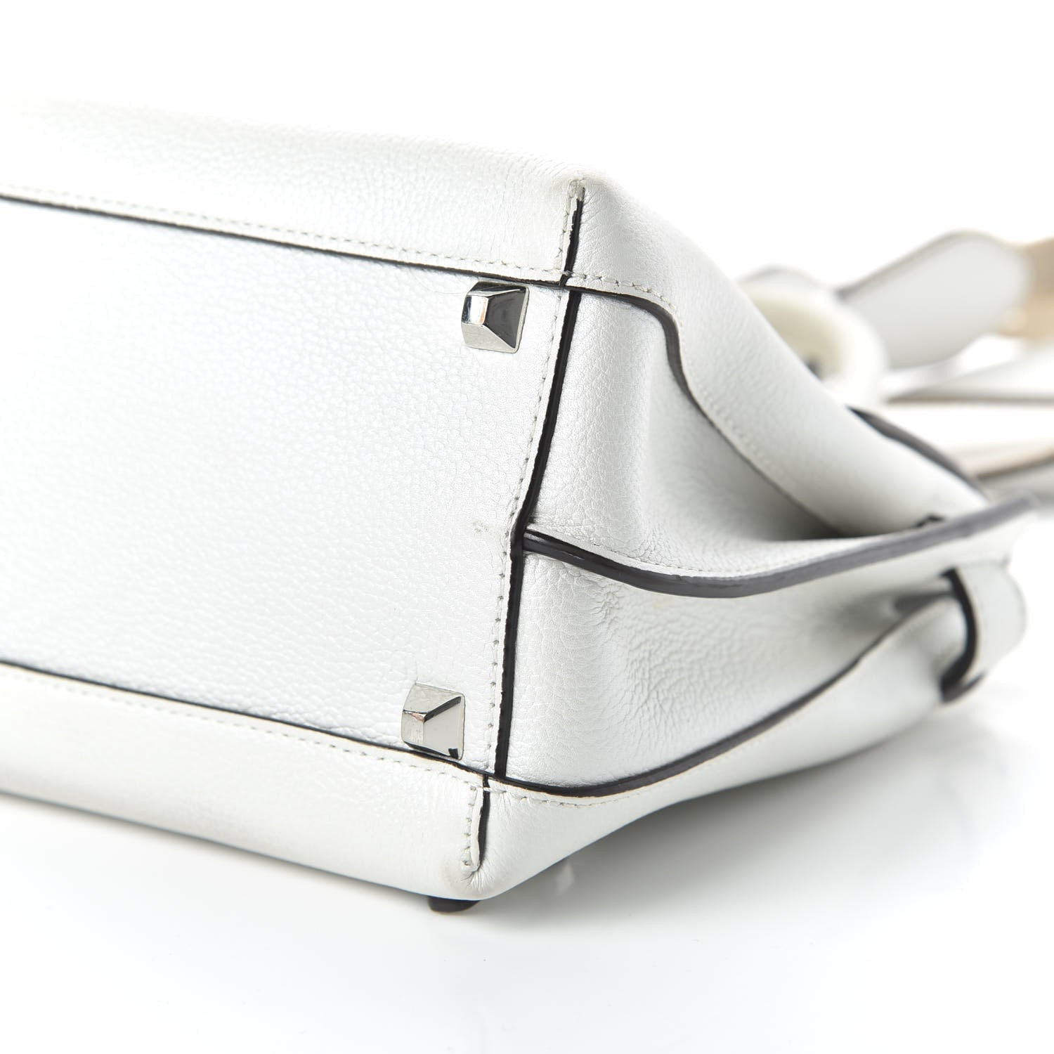 MCM Grained Calfskin Medium Milla Convertible Backpack White Flake 6 of 10