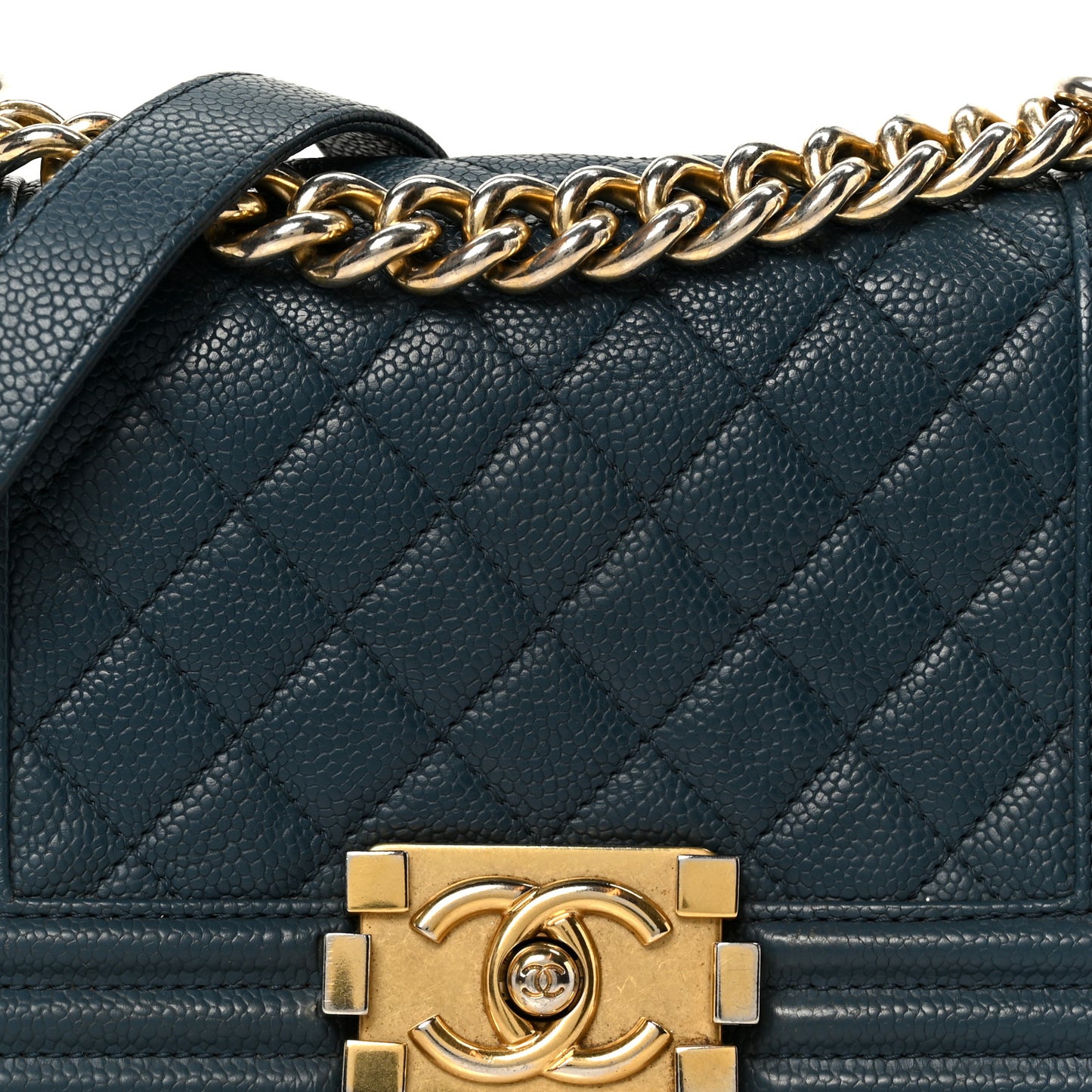 Caviar Quilted Small Boy Flap Blue