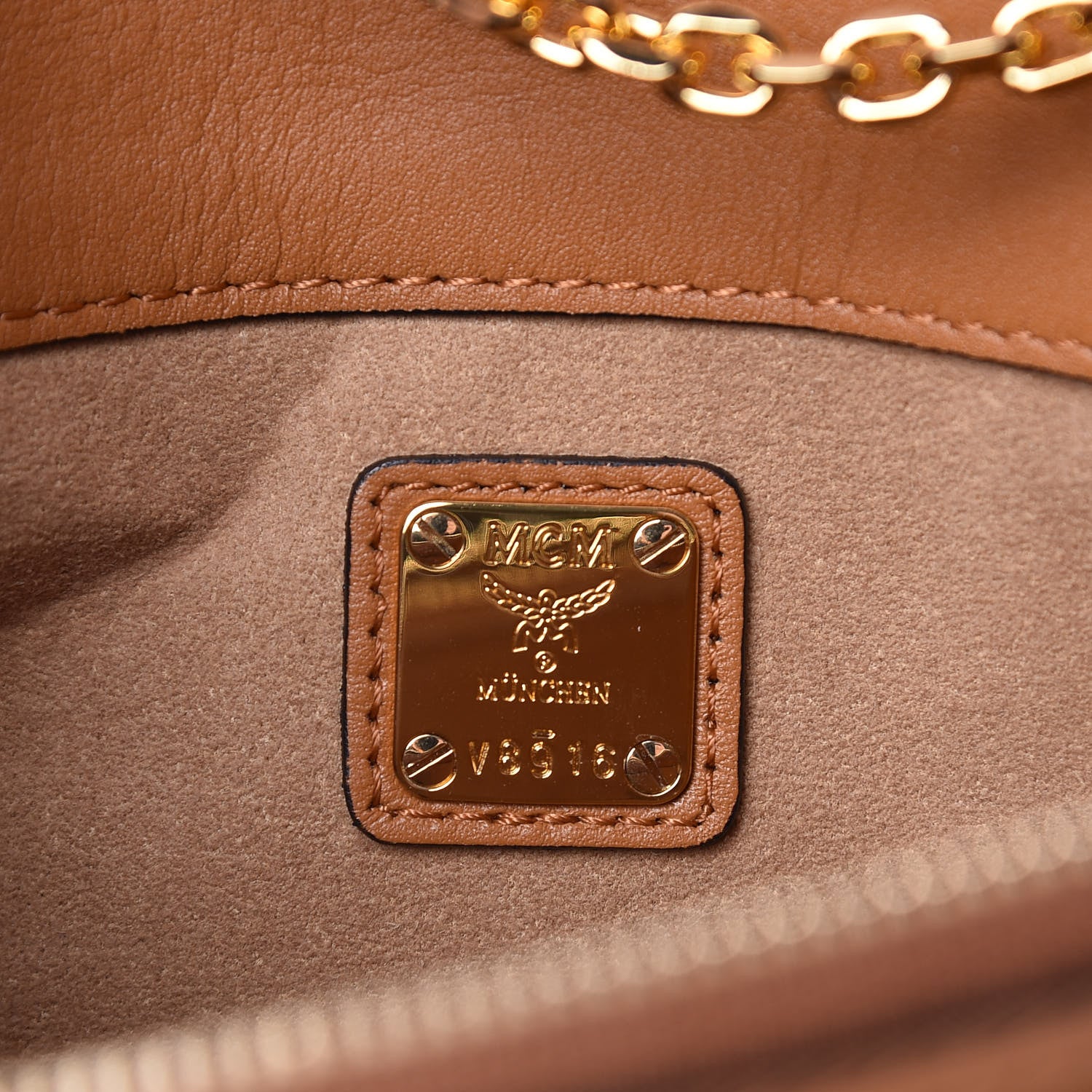 MCM Visetos Small Millie Crossbody Bag Cognac 6 of 9