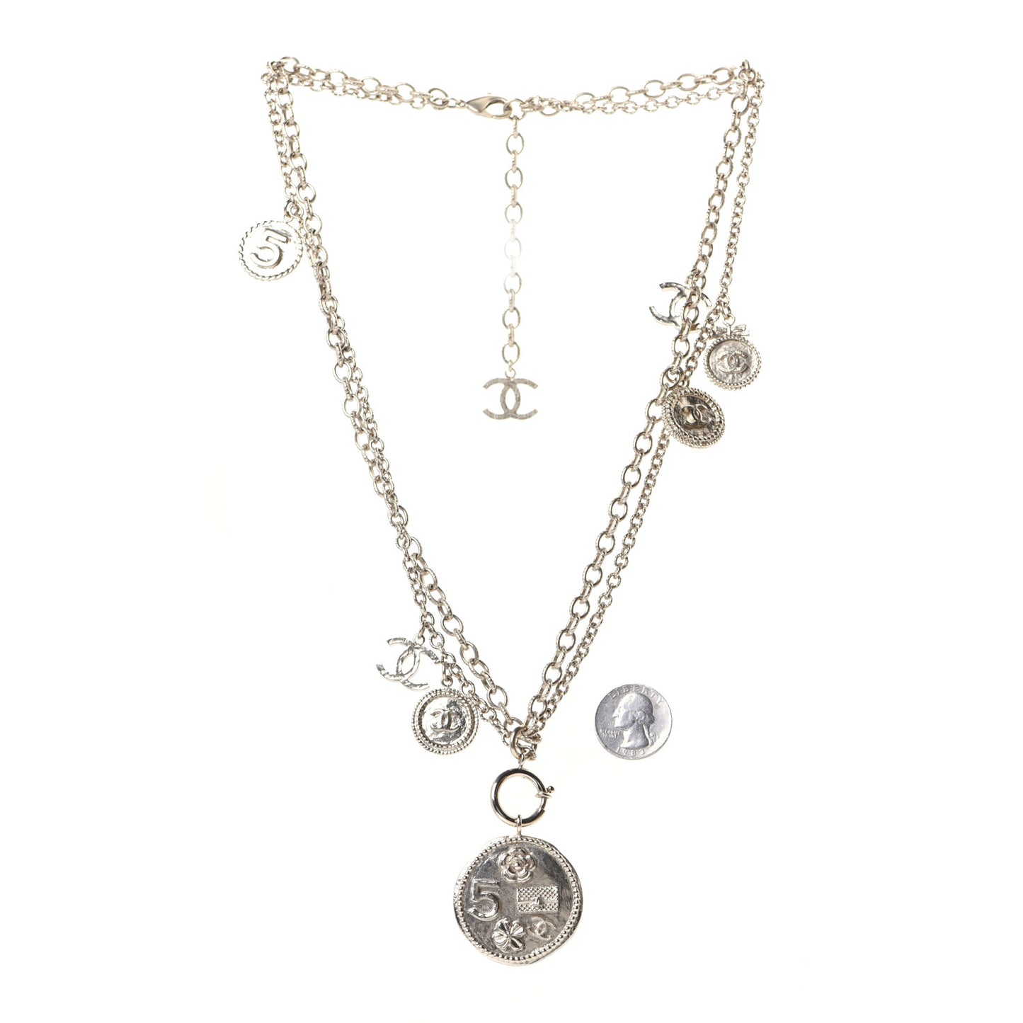 CC Coco Camellia Coin Necklace Gold