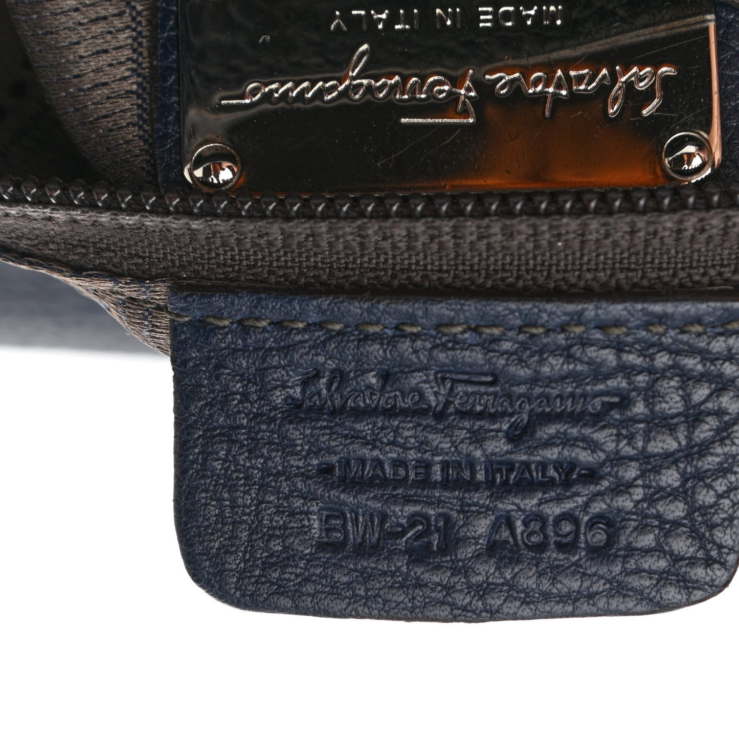 Grained Calfskin Sofia Satchel Navy