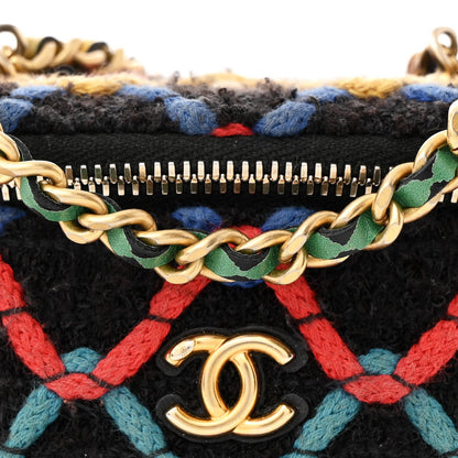 Chanel Tweed Diamond Threaded CC Pearl Crush Mini Vanity Case With Chain Black Multicolor 8 of 14