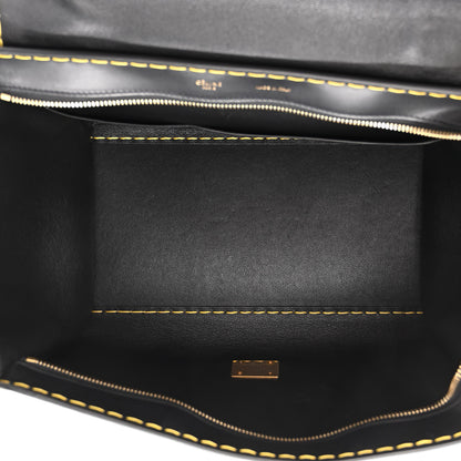 Celine Smooth Calfskin Yellow Stitching Medium Trapeze Black 5 of 10