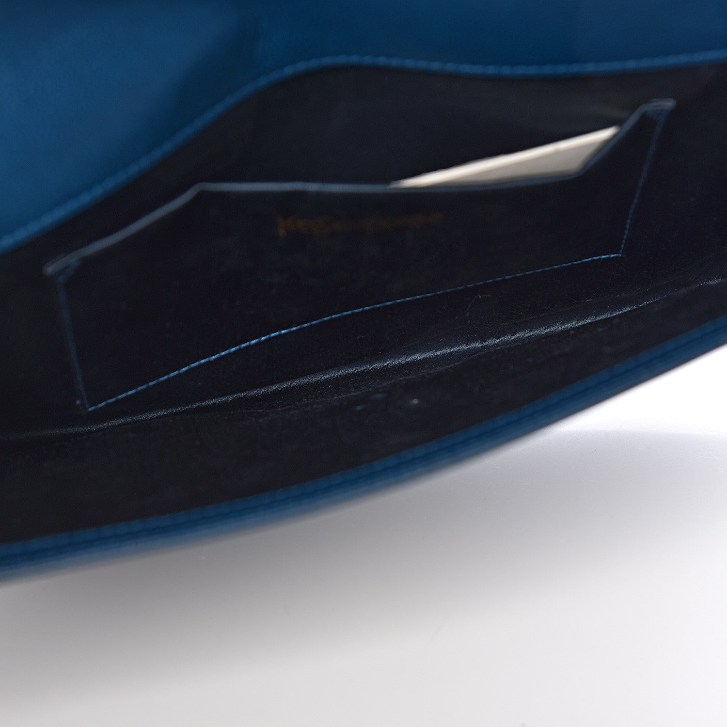 Saint Laurent Goatskin Large Belle De Jour Clutch Blue 5 of 7