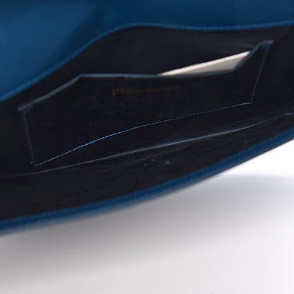Saint Laurent Goatskin Large Belle De Jour Clutch Blue 5 of 7