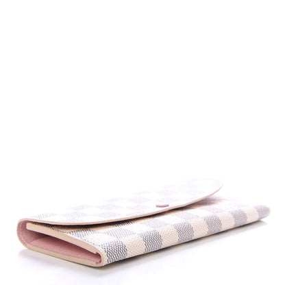 Louis Vuitton Damier Azur Emilie Wallet Rose Ballerine 4 of 7