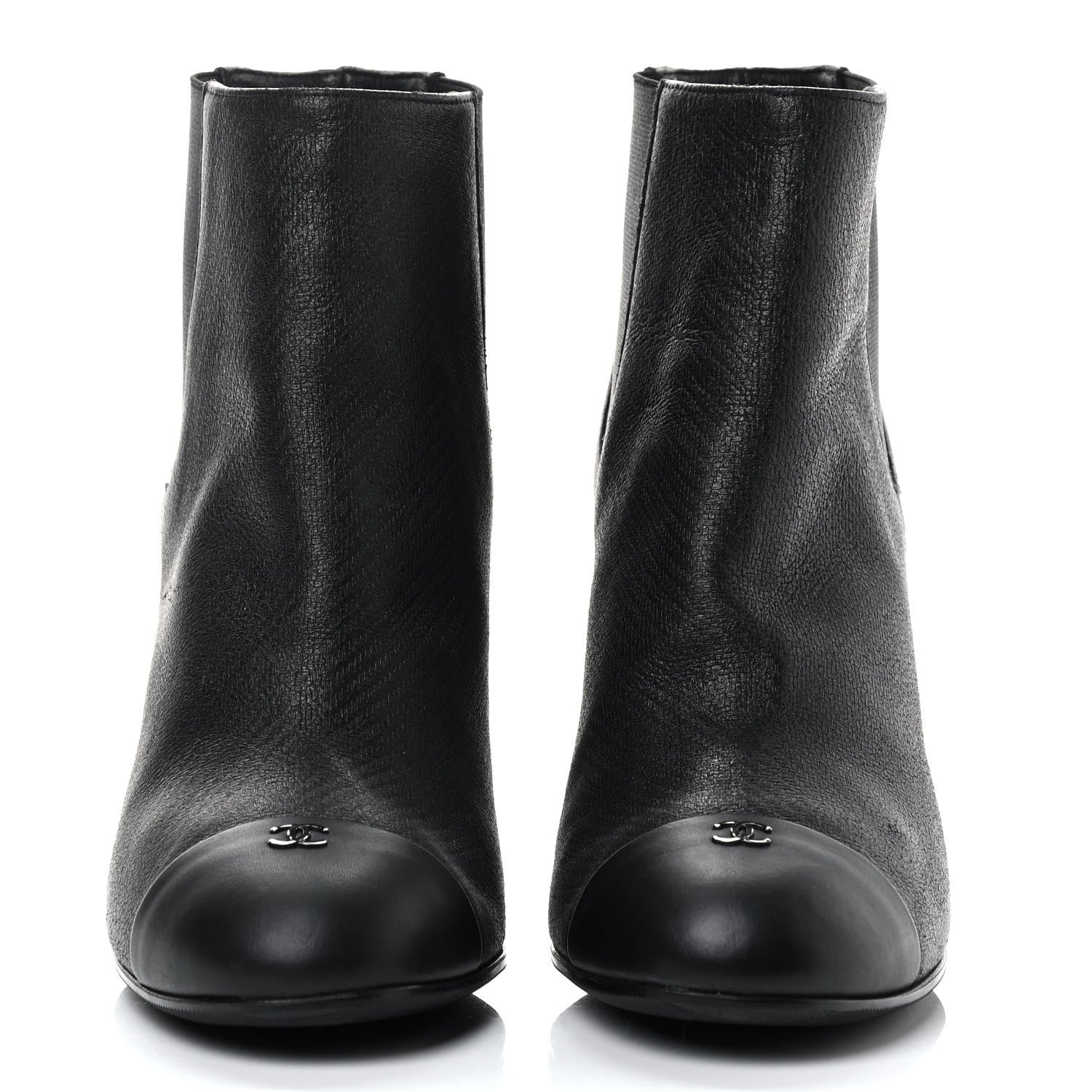 Chanel CC Cap Toe Ankle Boots 37 Black 2 of 8
