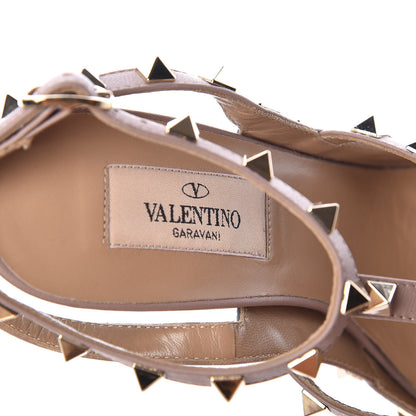 Valentino Garavani Patent Rockstud Ankle Strap Pumps 37 Stone Poudre 7 of 7