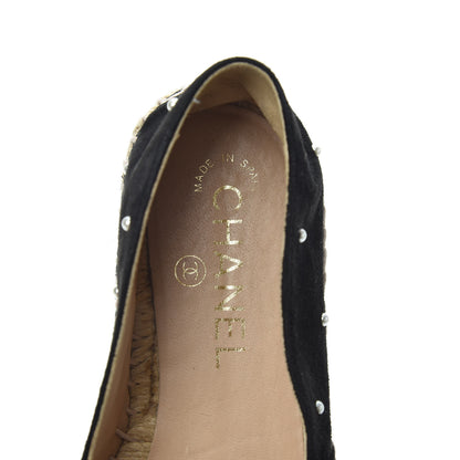 Chanel Suede Pearl CC Espadrilles 36 Black 5 of 7