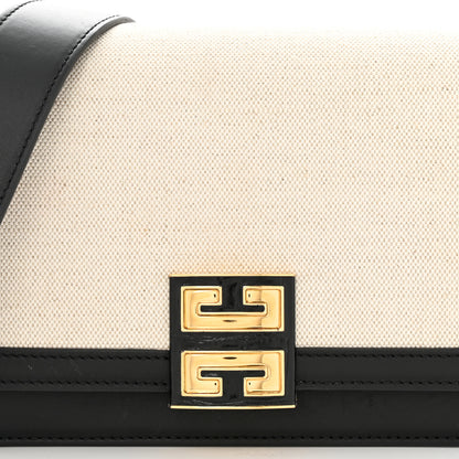 Givenchy Cotton Canvas Calfskin Medium 4G Crossbody Black Beige 7 of 11