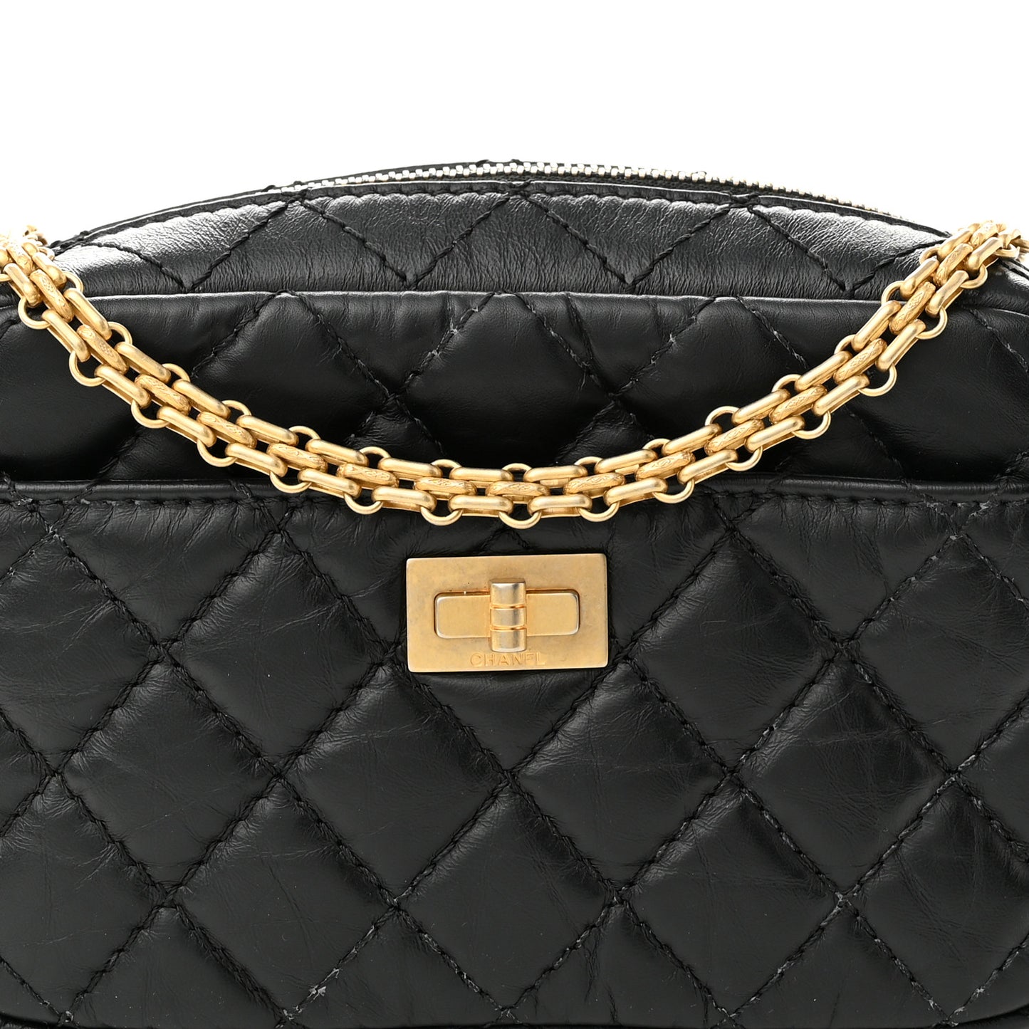 Aged Calfskin Quilted Mini Reissue Camera Case Black