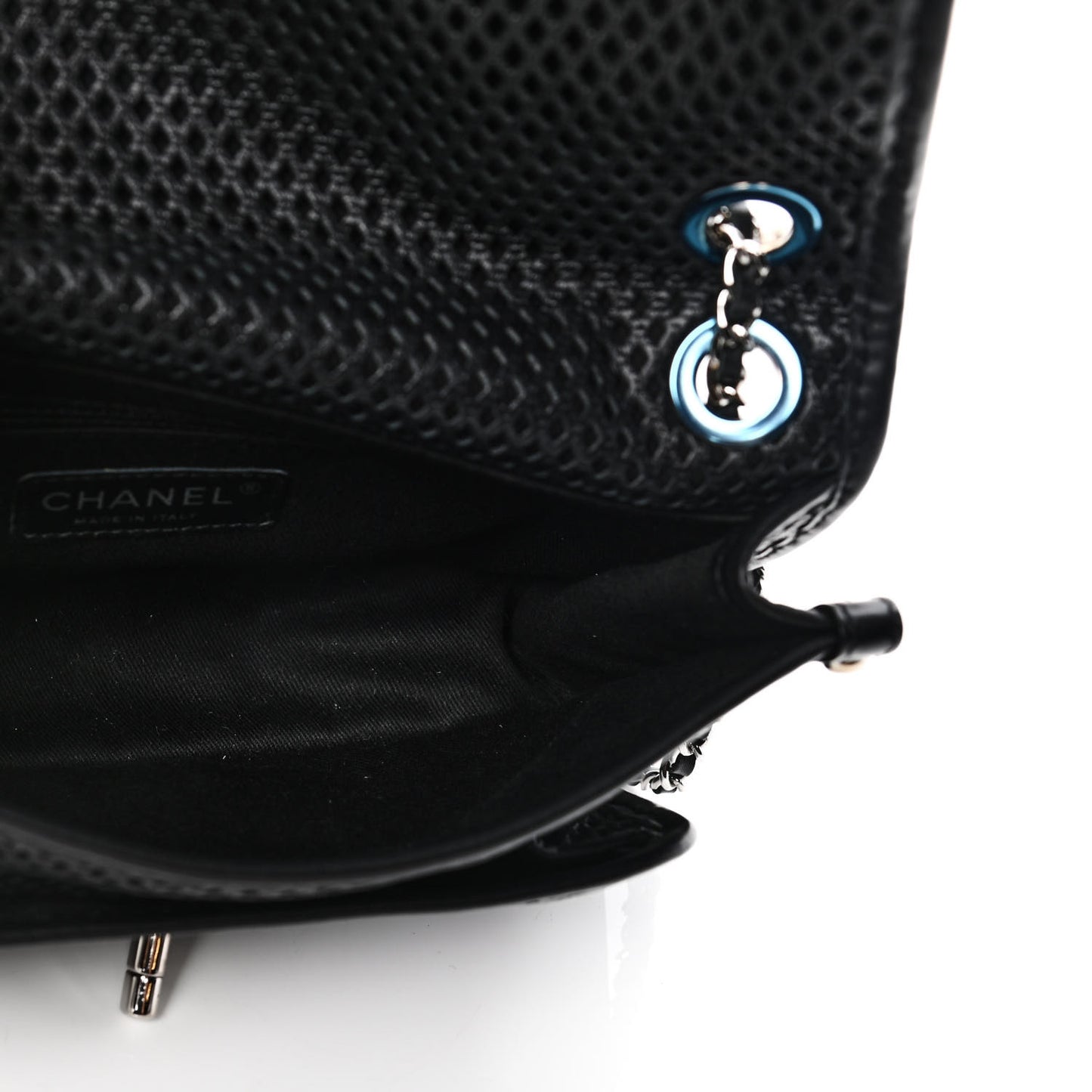 Metallic Perforated Calfskin Small Up In The Air Flap Black