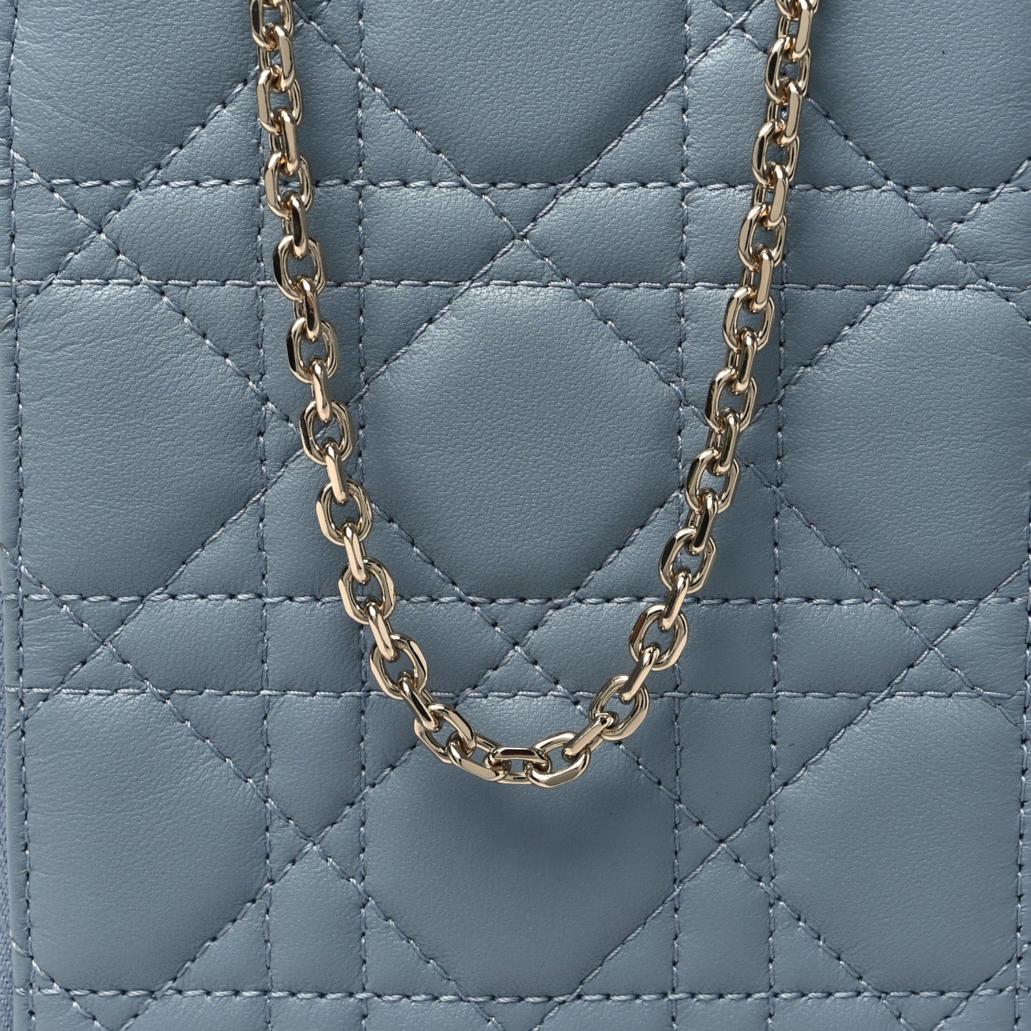 Christian Dior Lambskin Cannage Lady Dior Phone Holder Cloud Blue 7 of 10