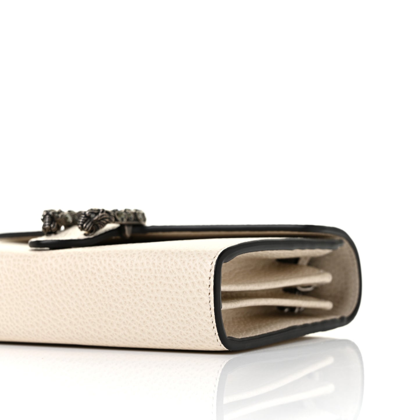 Dollar Calfskin Mini Dionysus Chain Wallet Mystic White