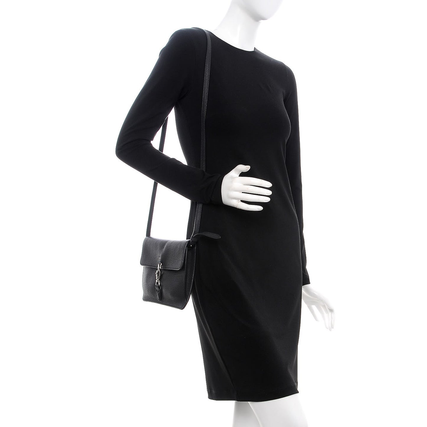 Grand Prix Calfskin Jackie Convertible Shoulder Bag Black