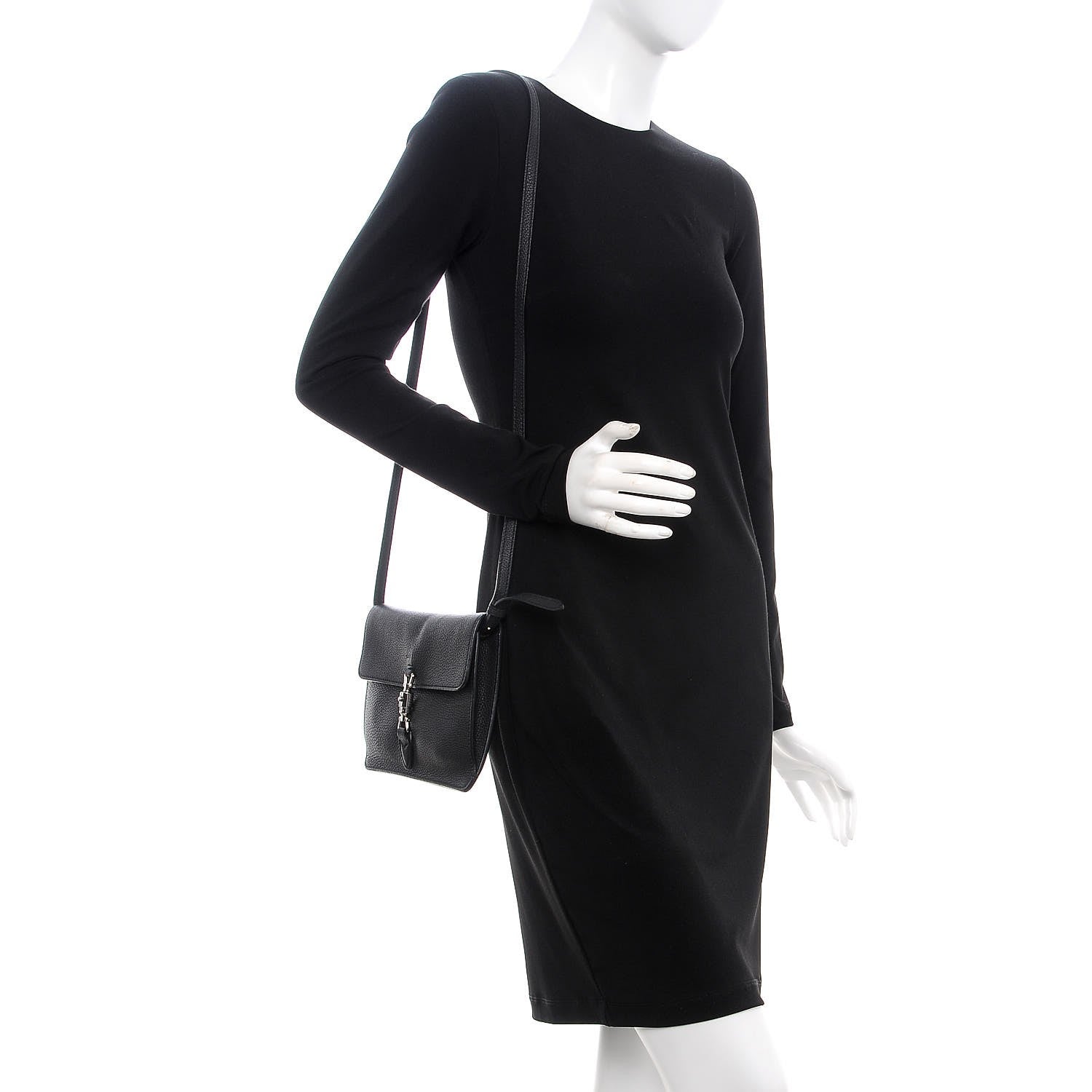 Gucci Grand Prix Calfskin Jackie Convertible Shoulder Bag Black 2 of 8