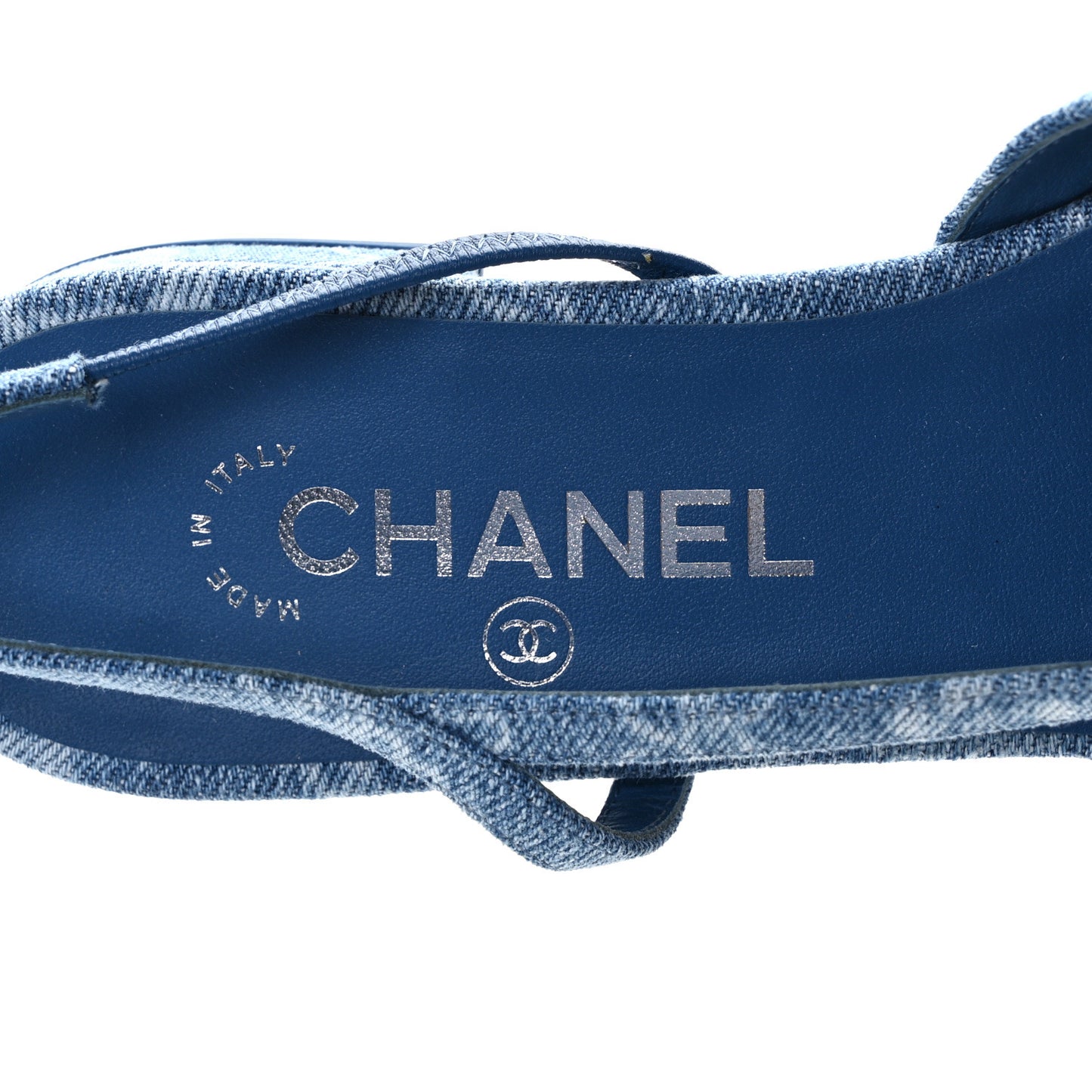 Denim Printed Denim Mood Cap Toe CC Slingback Flats 39.5 Light Blue Multicolor